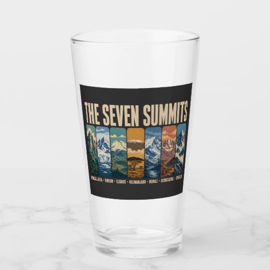 Seven Summits Mountain Landmarks Illustration タンブラーグラス (正面)