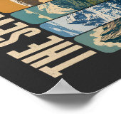 Seven Summits Mountain Landmarks Illustration ポスター (角)
