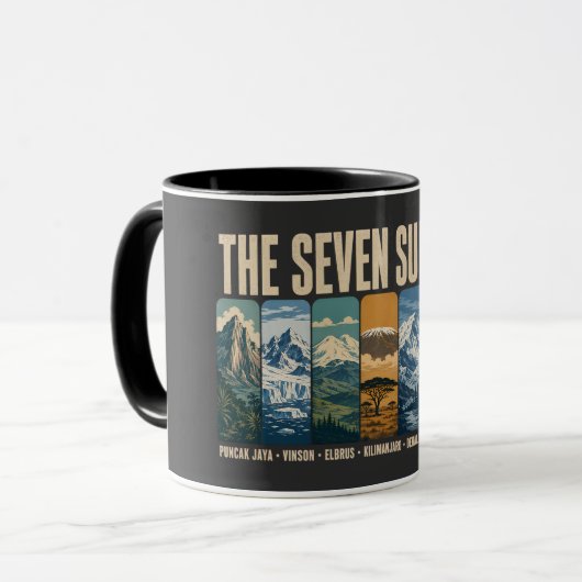 Seven Summits Mountain Landmarks Illustration マグカップ (正面左)