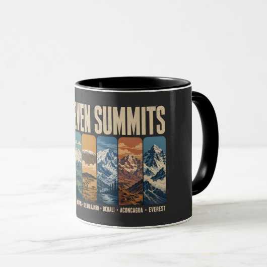 Seven Summits Mountain Landmarks Illustration マグカップ (正面右)