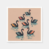 Seven Swans A Swimming Cut-Out Stencil-Style 3 スタンダードカクテルナプキン (正面)