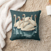 Seven Swans A Swimming Cut-Out Stencil-Style 4 クッション (ブランケット)