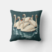 Seven Swans A Swimming Cut-Out Stencil-Style 4 クッション (裏面)