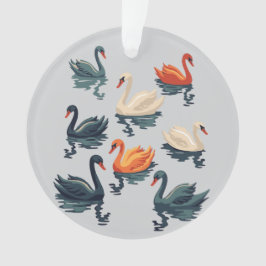 Seven Swans A Swimming Cut-Out Stencil-Style 5 オーナメント