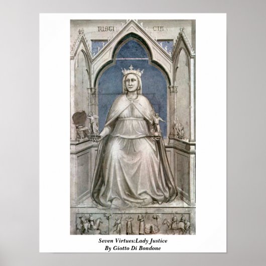 Seven Virtues:Lady Justice By Giotto Di Bondone ポスター (正面)