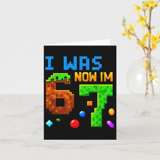 Seven Year Old Birthday, Was 6 Now I'm 7 Funny 67  カード (黄色い花)