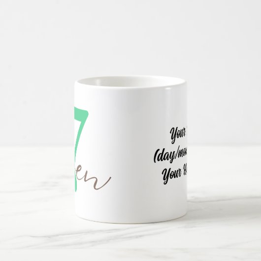 Seventh 7 Year Anniversary with Personalization コーヒーマグカップ (中央)
