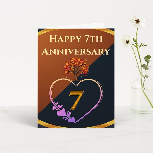 Seventh Anniversary Copper Love Keepsake Card カード