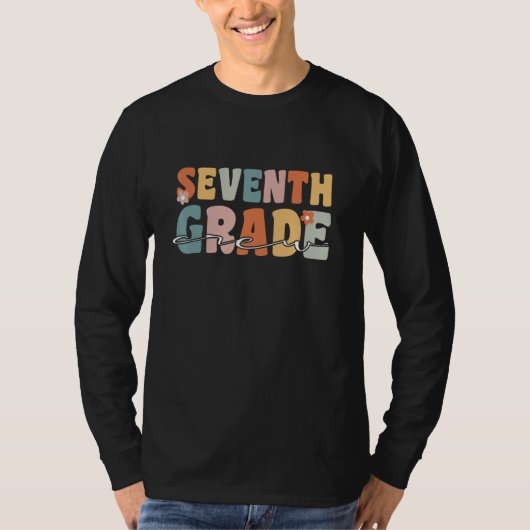 Seventh Grade Crew Student Teacher Groovy Retro Sc Tシャツ (正面)