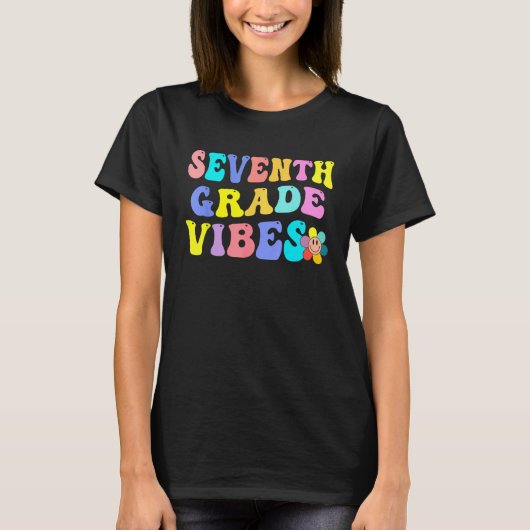 Seventh Grade Vibes - 7th Grade Team Retro Back To Tシャツ (正面)