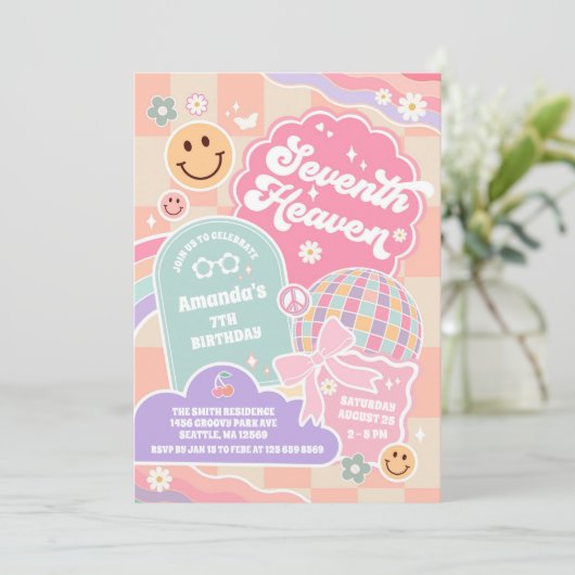 Seventh Heaven Cloud Rainbow Disco 7th Birthday  招待状 (スタンド正面)