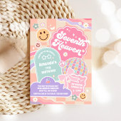 Seventh Heaven Cloud Rainbow Disco 7th Birthday  招待状