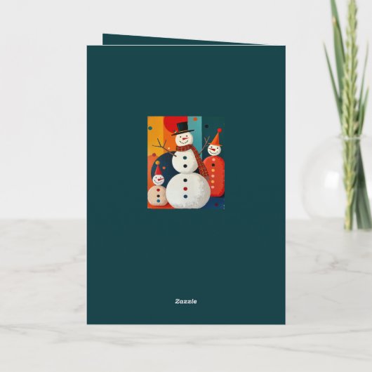 Seventies Style Snowmen Retro Modern Christmas  カード (裏面)