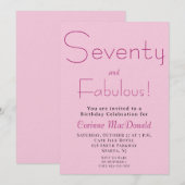 Seventy and Fabulous Blush Pink 70th Birthday 招待状 (正面/裏面)