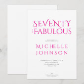 Seventy and Fabulous Minimal 70th Birthday Party 招待状 (正面/裏面)