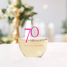 Seventy and Fabulous Minimal Pink 70th Birthday ステムなしワイングラス