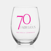 Seventy and Fabulous Minimal Pink 70th Birthday ステムなしワイングラス (正面)