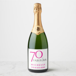 Seventy and Fabulous Minimal Pink 70th Birthday スパークリングワインラベル