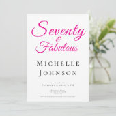 Seventy and Fabulous Minimal Pink 70th Birthday 招待状 (スタンド正面)