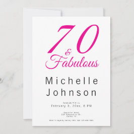 Seventy and Fabulous Minimal Pink 70th Birthday 招待状