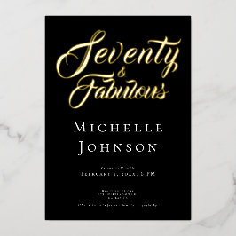 Seventy and Fabulous Minimal Pink 70th Birthday 箔招待状