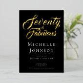 Seventy and Fabulous Minimal Pink 70th Birthday 箔招待状 (立ち正面)