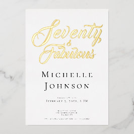 Seventy and Fabulous Minimal Pink 70th Birthday 箔招待状