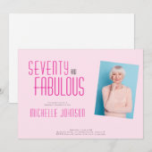 Seventy and Fabulous Photo 70th Birthday Party 招待状 (正面/裏面)