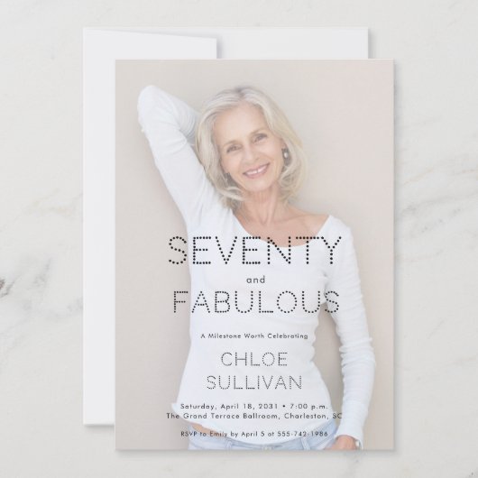 Seventy and Fabulous Photo 70th Birthday Party 招待状 (正面)