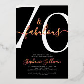 Seventy and Fabulous Script 70th Birthday  箔招待状 (正面)