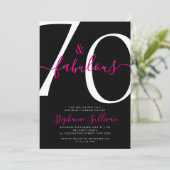 Seventy and Fabulous Script 70th Birthday Black 招待状 (スタンド正面)