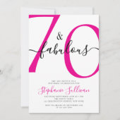 Seventy and Fabulous Script 70th Birthday Party 招待状 (正面)