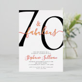 Seventy and Fabulous Script 70th Birthday Party  箔招待状 (立ち正面)
