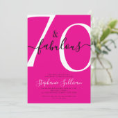 Seventy and Fabulous Script 70th Birthday Pink 招待状 (スタンド正面)