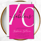 Seventy and Fabulous Script 70th Birthday Pink 招待状