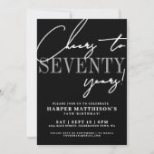 Seventy Black 70th Birthday Party 招待状 (正面)