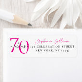 Seventy Fabulous Pink 70th Birthday Return Address ラベル (インサイチュ)