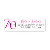 Seventy Fabulous Pink 70th Birthday Return Address ラベル (正面)