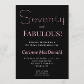 Seventyand Fabulous Blush Pink 70th Birthday Party 招待状 (正面)