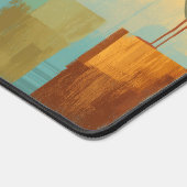 Several seabirds perched on pilings デスクマット (コーナー)