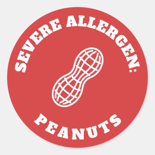 Severe Peanut Allergy Warning Sticker Medical Aler ラウンドシール (正面)