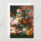 Severin Roesen -花およびフルーツの静物画 サンキューカード (正面/裏面)