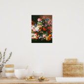 Severin Roesen – 花と果実の静物詩 ポスター (キッチン)