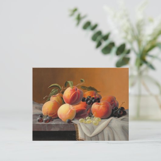 Severin Roesen - Peaches, Grapes, Apples ポストカード (スタンド正面)