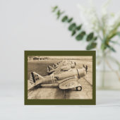 Seversky P-35ヴィンテージWWIIファイター飛行機 ポストカード (スタンド正面)