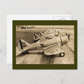 Seversky P-35ヴィンテージWWIIファイター飛行機 ポストカード (正面/裏面)