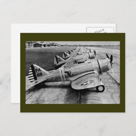 Seversky P-35ヴィンテージWWIIファイター飛行機 ポストカード (正面/裏面)