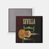 Sevilla Guitarra española con Giralda de Sevilla マグネット (正面/裏面)