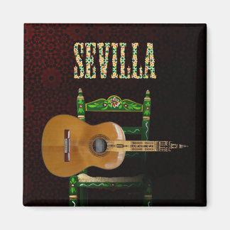 Sevilla Guitarra española con Giralda de Sevilla マグネット
