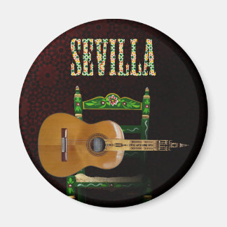 Sevilla Guitarra española con Giralda de Sevilla マグネット